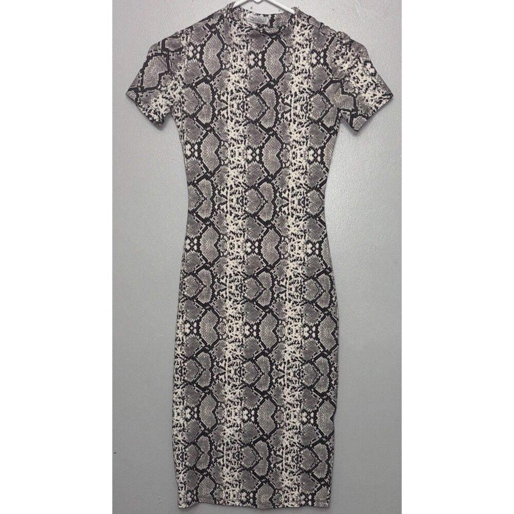 Harley & James Blk & Gray Snake Print Knee Length Dress Size Small